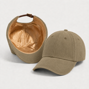 Bollide 247 silk-lined cotton twill baseball hat in Khaki with champagne silk interior
