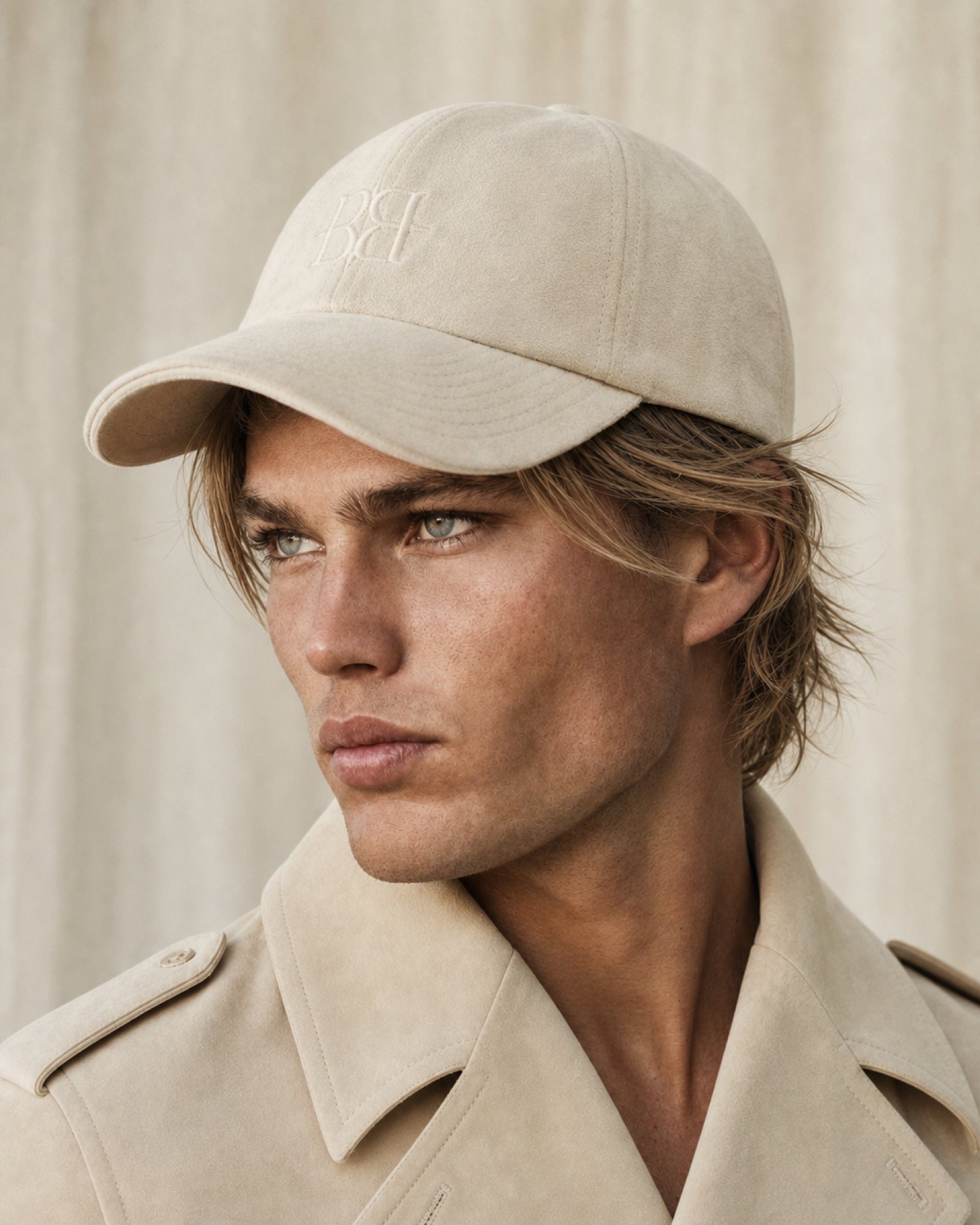 The Silk-Lined Hat in Alabaster shown on a male model