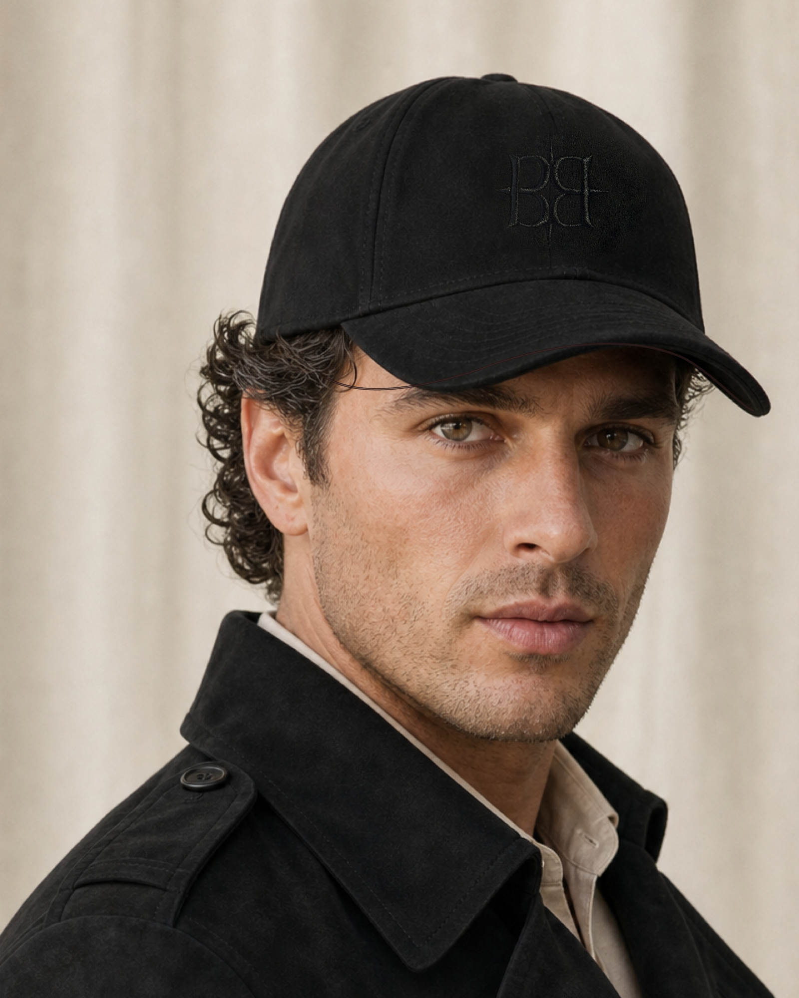 The Silk-Lined Hat in Noir shown on a male model